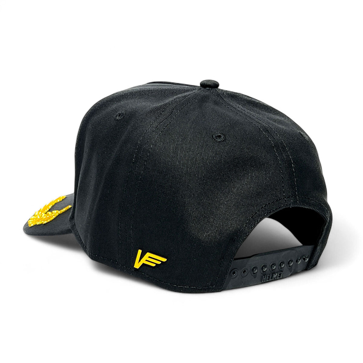 VAGO Style SAN JUDAS Gorra Unica Artesanal Negra Ajustable con Visera Curva con Laureles Dorados-Uni