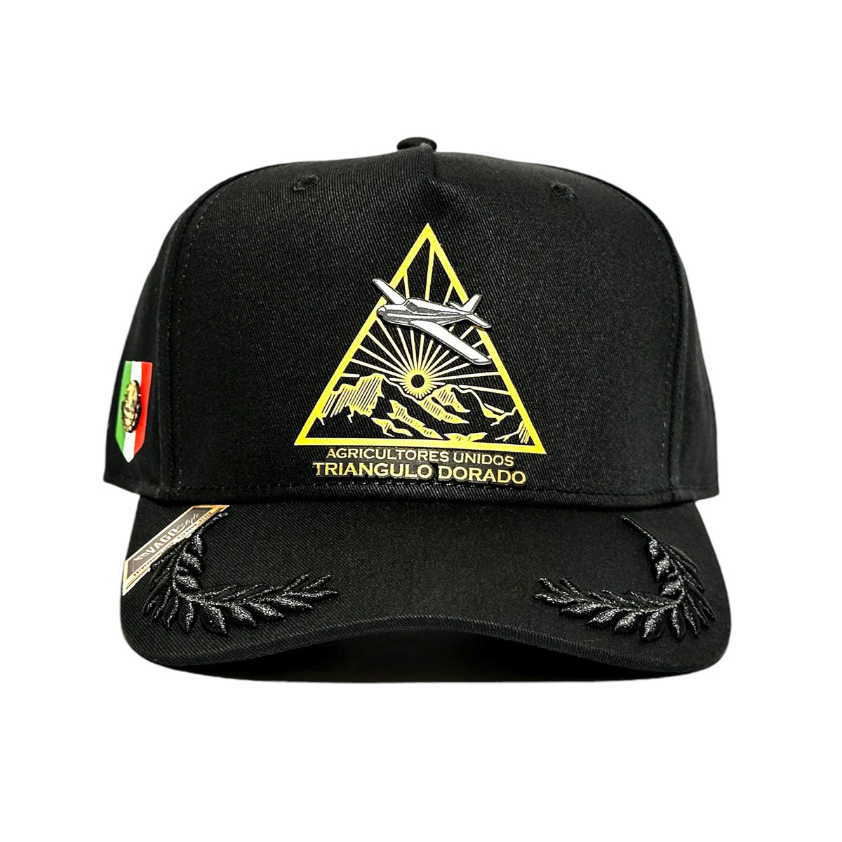 Gorra Vago Style de gabardina negra, ajuste snapback, detalle dorado
