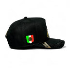 Gorra Vago Style de gabardina negra, ajuste snapback, detalle dorado
