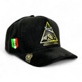 VAGO Style TRIANGULO DORADO Gorra Unica Artesanal Negra de Gamuza Ajustable con Visera Curva-Unitall