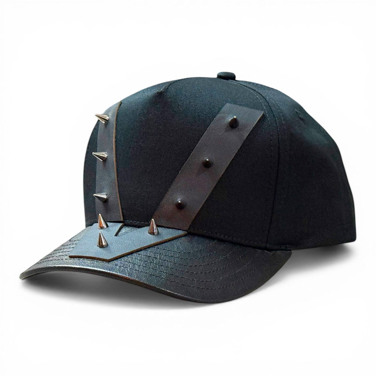 VAGO VANTAGE Gorra Visera Curva Negra Imitación Piel