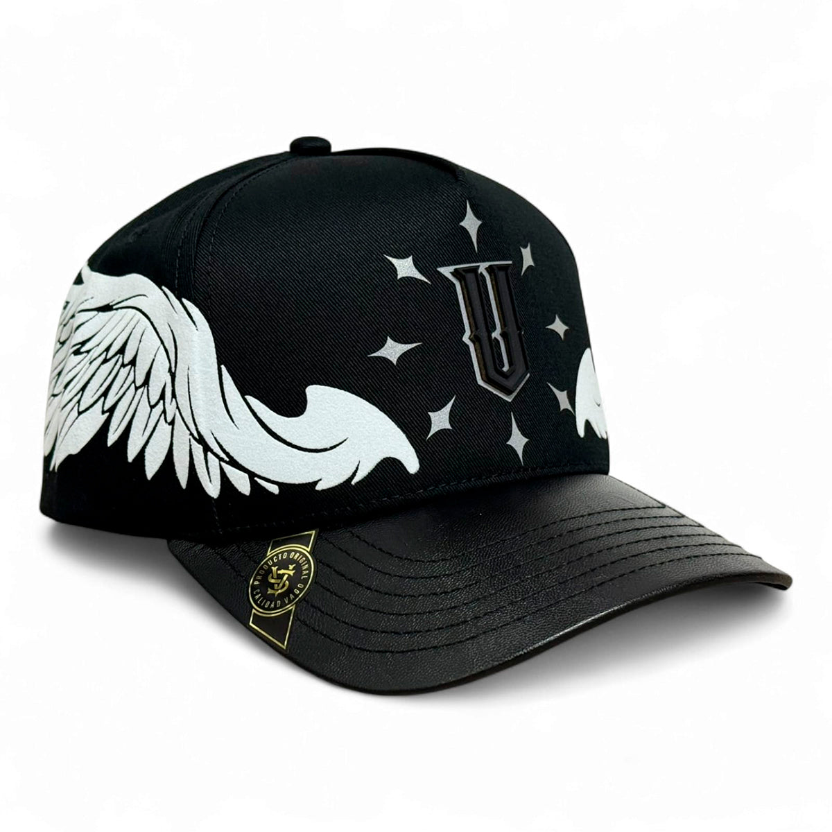 VAGO WHITE ANGELS Gorra Visera Curva Negra Imitación Piel-Unitalla