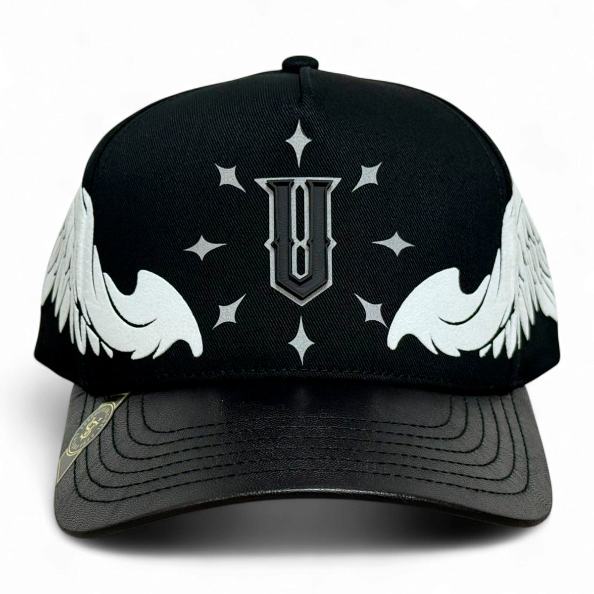 VAGO WHITE ANGELS Gorra Visera Curva Negra Imitación Piel-Unitalla