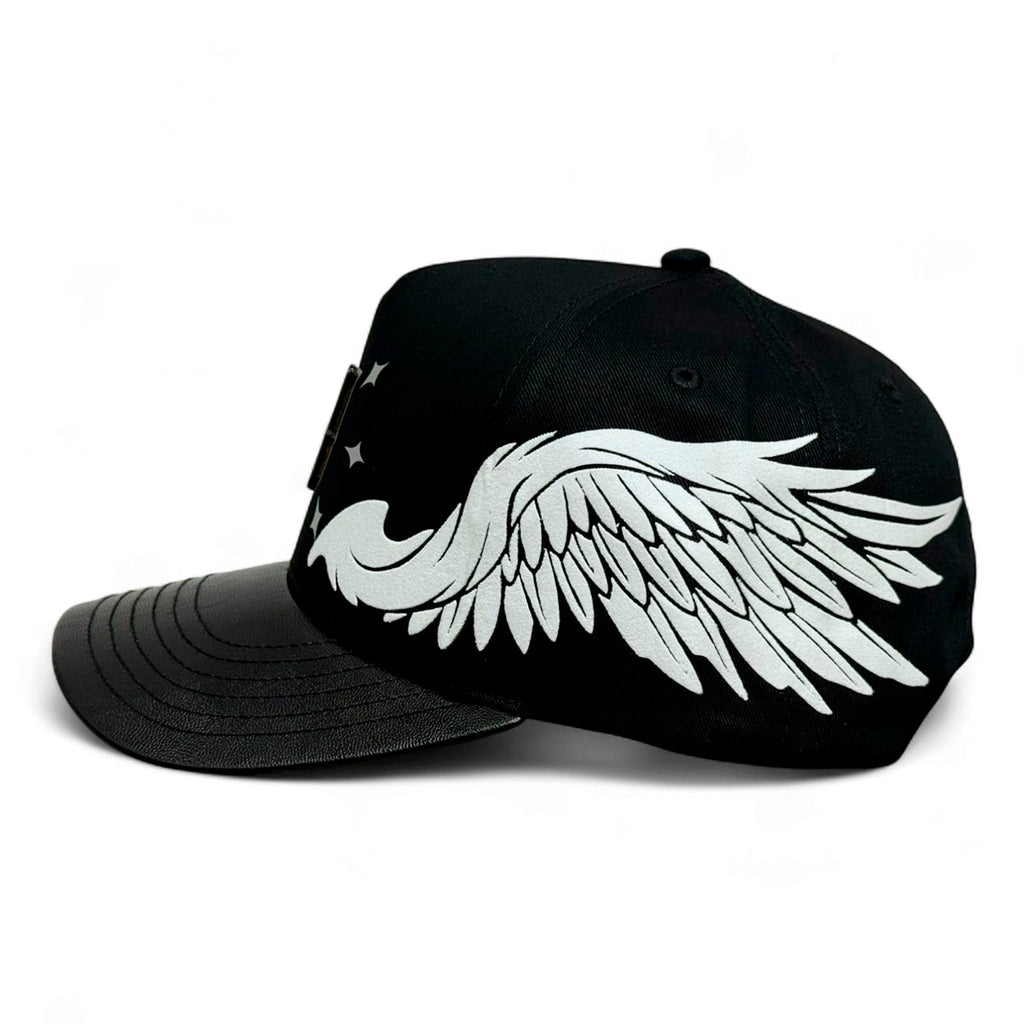 VAGO WHITE ANGELS Gorra Visera Curva Negra Imitación Piel-Unitalla