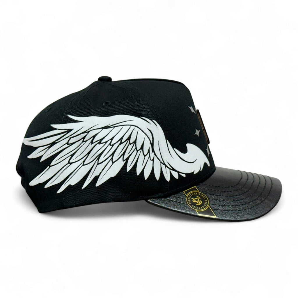 VAGO WHITE ANGELS Gorra Visera Curva Negra Imitación Piel-Unitalla