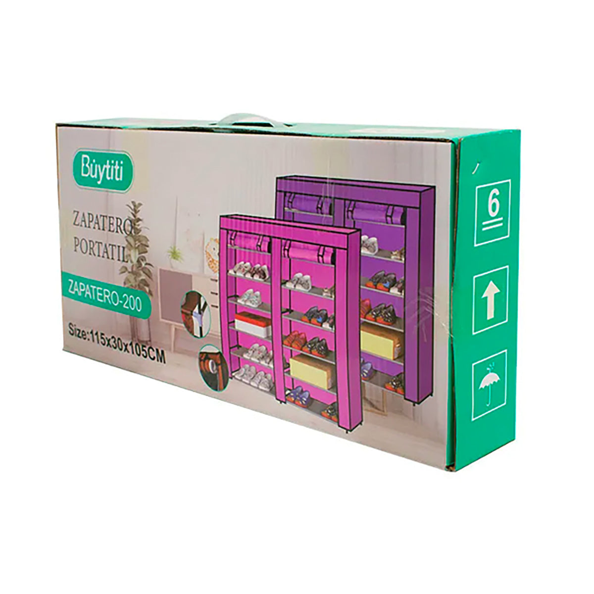 Zapatero Portátil De 6 Niveles Con Funda Cubre Polvo Buytiti - Morado