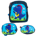 Mochila Escolar 3 pz mochila led 16 pulgadas lonchera y lapicera Dinosaurio azul