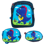 Mochila Escolar 3 pz mochila led 16 pulgadas lonchera y lapicera Dinosaurio azul