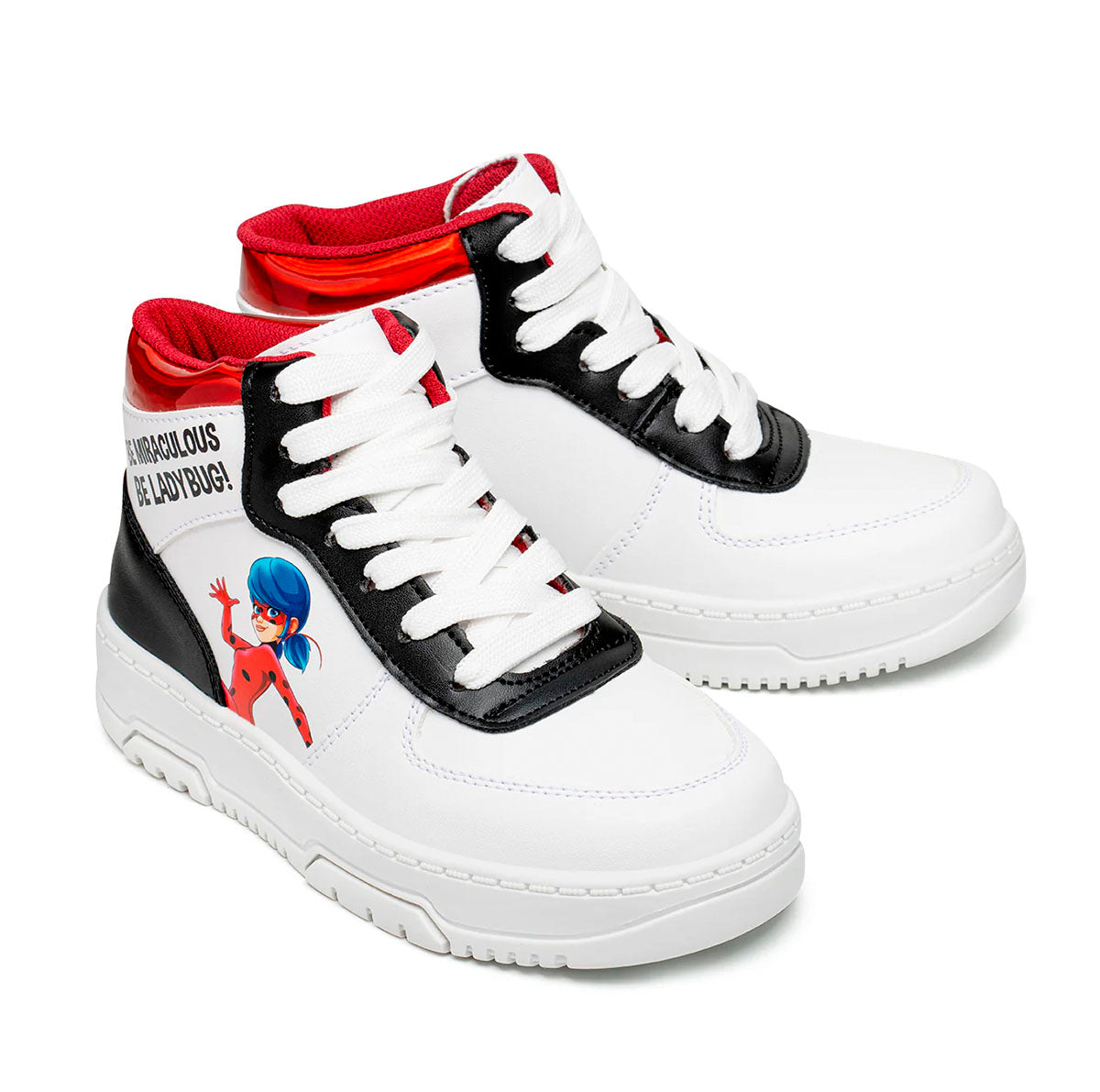 Tenis Ladybug niña blancos Yuyin tipo bota con soporte seguro