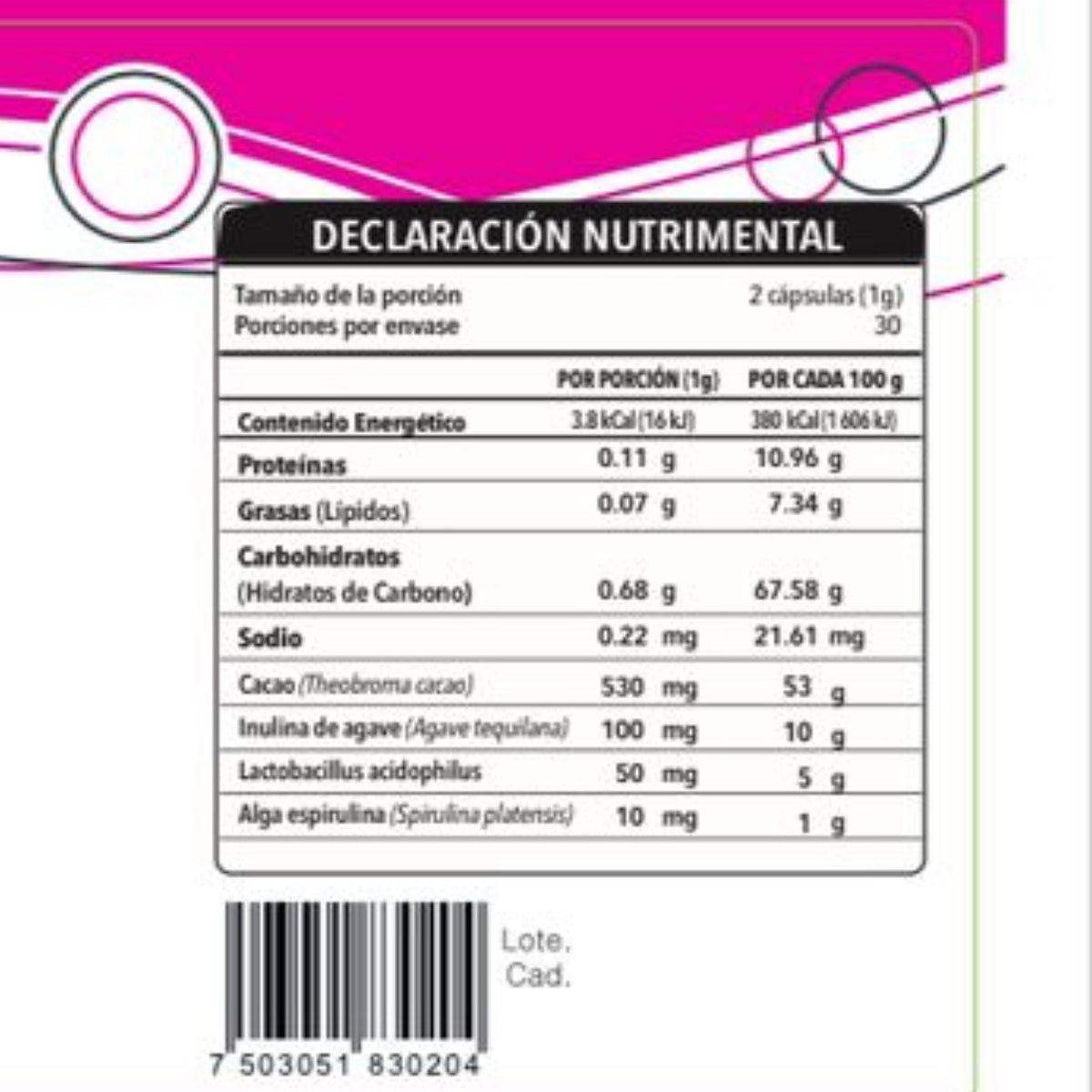 Probióticos espirulina 180 cápsulas energeios suplemento