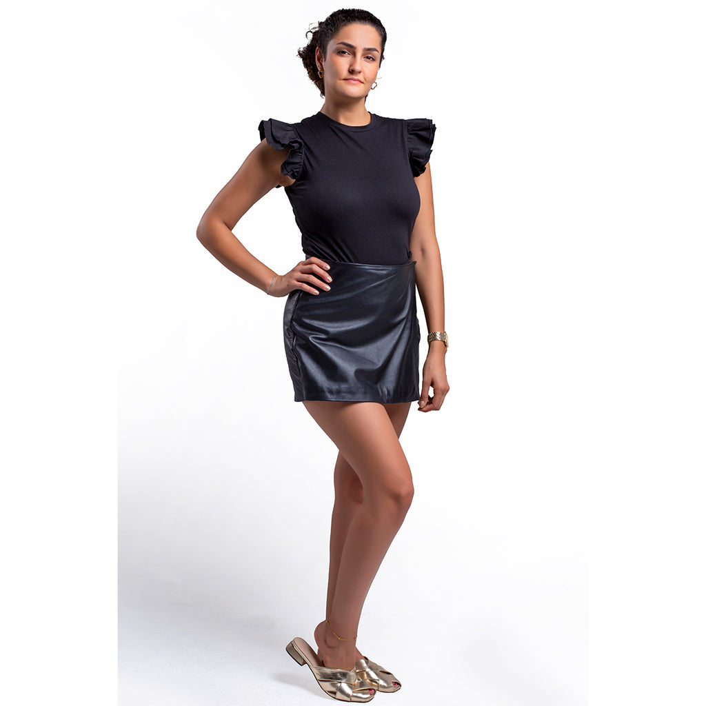 Skort Castelli dama piel borrego estilo short falda casual
