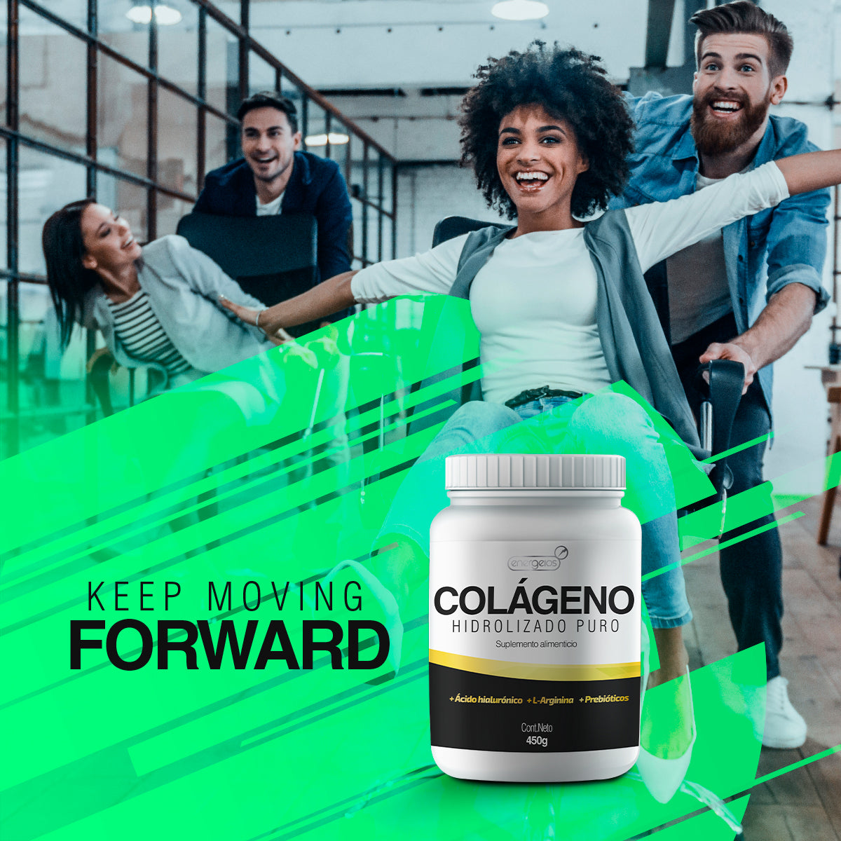 Colágeno Hidrolizado 450g Pack 2 Meses Antiedad Energeios