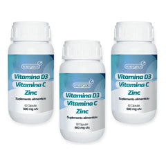 Suplemento Vitamina C D3 y Zinc 3 Frascos Energeios