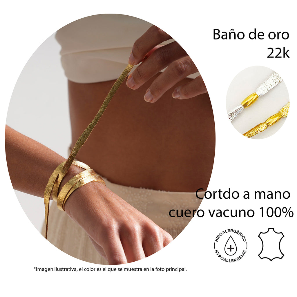 Pulsera intención varias vueltas piel Vangania unisex