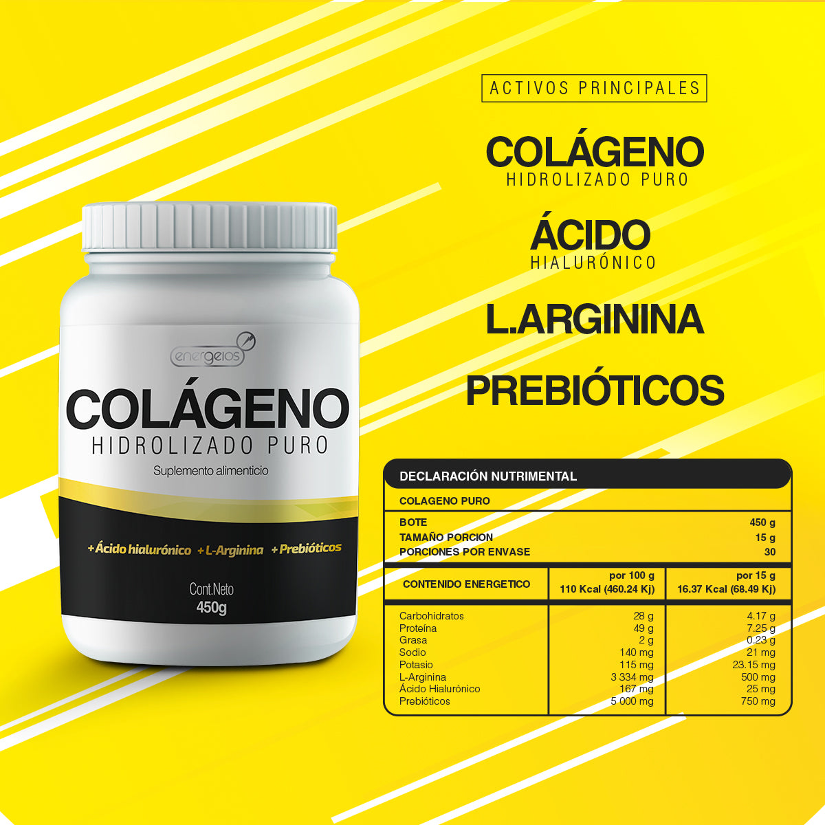 Energeios Colágeno 450g Antiedad Pack Completo 2 Meses
