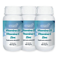 Suplemento Vitamina C D3 y Zinc 3 Frascos Energeios