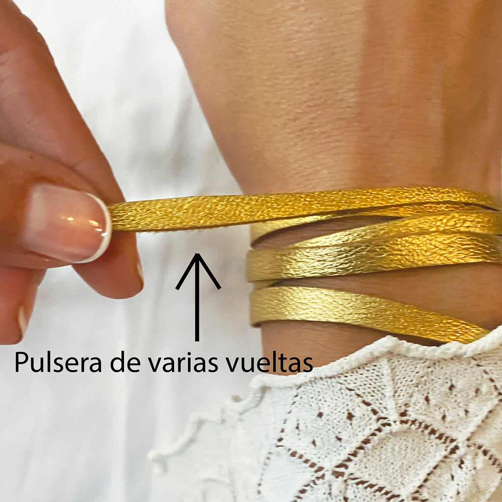 Pulsera intención varias vueltas piel Vangania unisex
