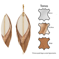 Aretes GAVILÁN mujer pluma cuero joyería elegante VANGANIA