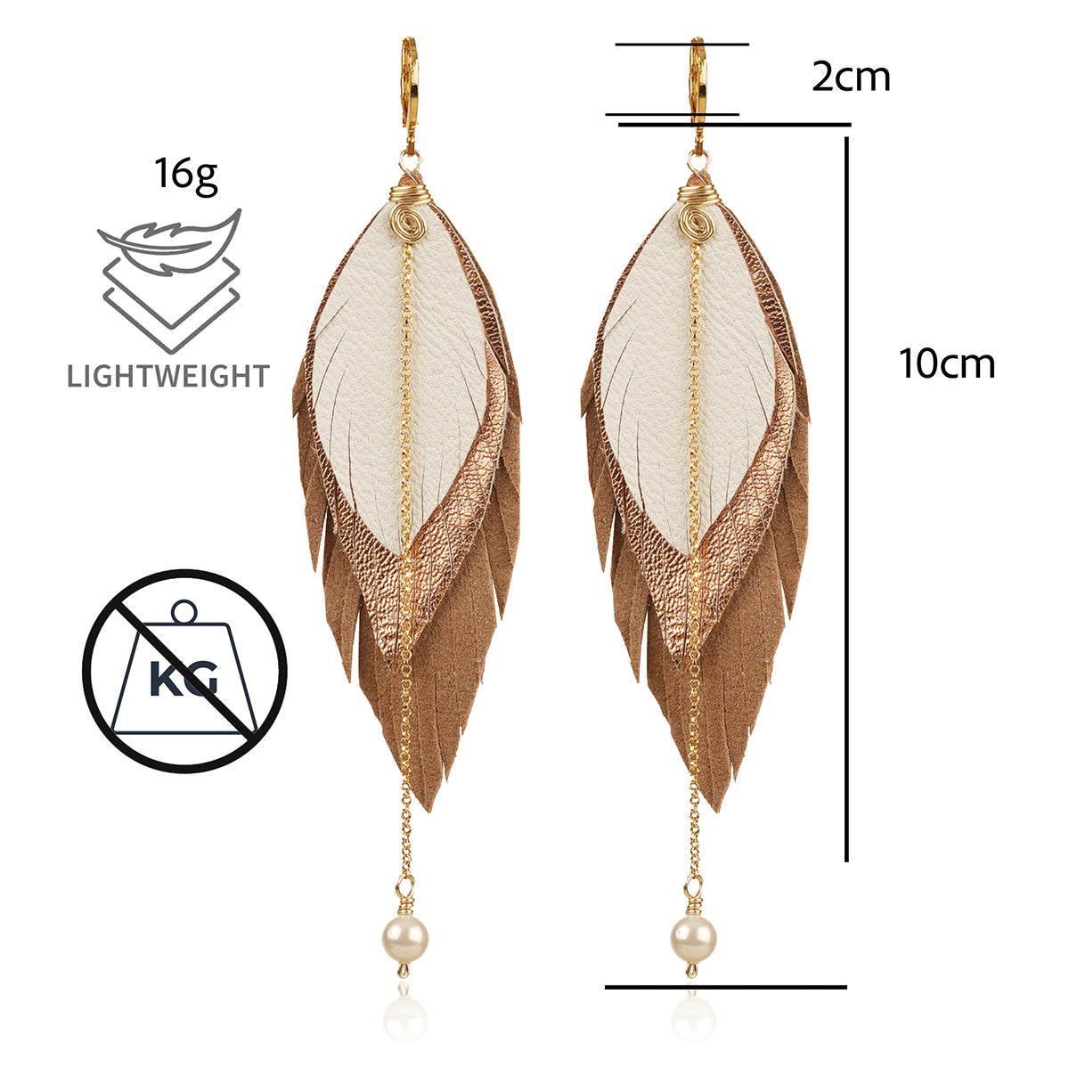 Aretes GAVILÁN mujer pluma cuero joyería elegante VANGANIA