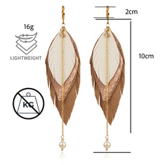 Aretes GAVILÁN mujer pluma cuero joyería elegante VANGANIA