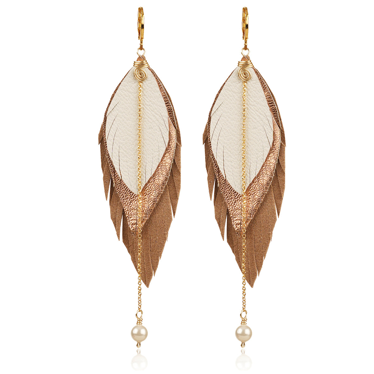 Aretes GAVILÁN mujer pluma cuero joyería elegante VANGANIA
