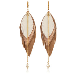 Aretes GAVILÁN mujer pluma cuero joyería elegante VANGANIA