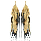 Aretes pluma con perla mayorca elegantes Vangania