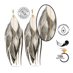 Aretes largos con pluma y perla artesanal Vangania