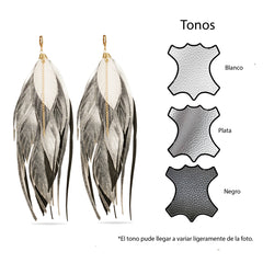 Aretes Multipluma Silver White regalo para mujer vangania-15CM