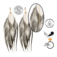 Aretes Multipluma Silver White regalo para mujer vangania-19CM