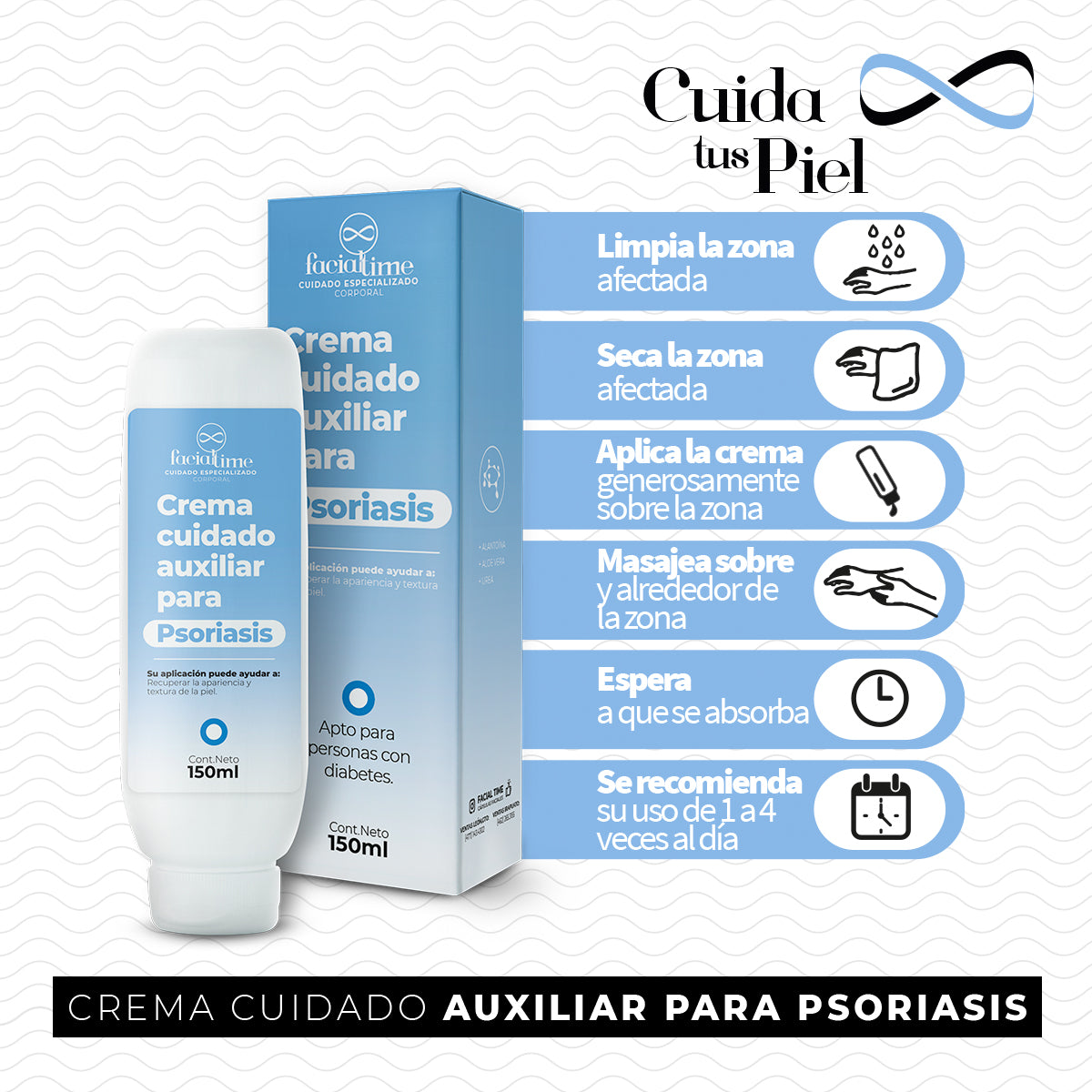 Crema hidratante urea aloe vitamina A psoriasis FacialTime