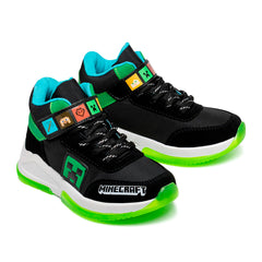 Tenis bota Minecraft niño Yuyin negros con suela antideslizante