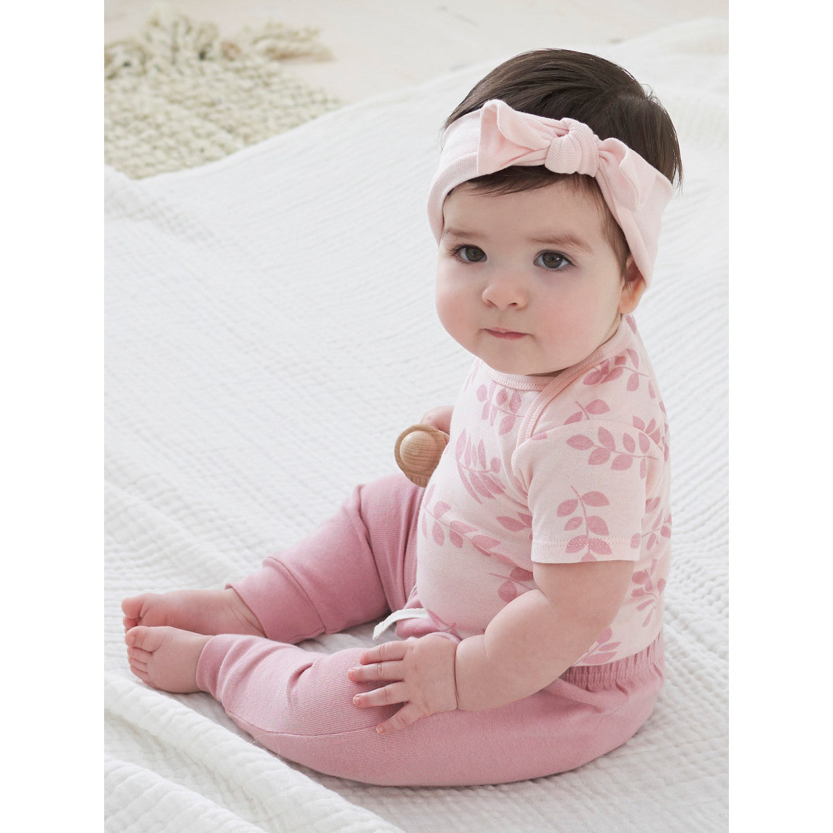 Pañalero Gerber rosa blanco body bebé algodón para niña-6-9M