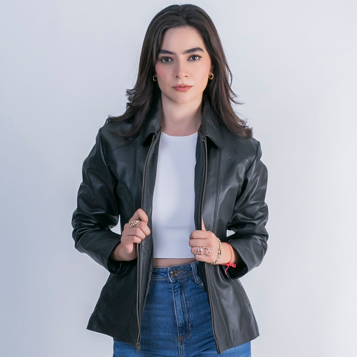Chamarra piel borrego mujer castelli dama cuello clásico-XXL