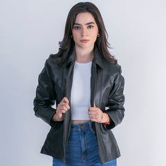 Chamarra piel borrego mujer castelli dama cuello clásico-S