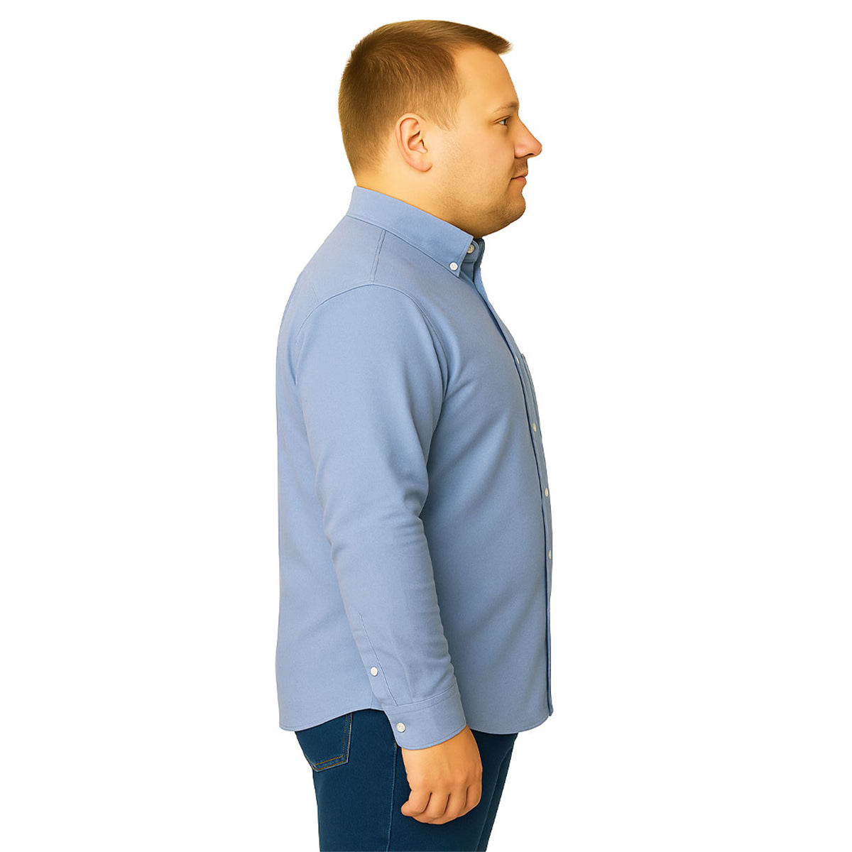 Camisa Big Kong manga larga tallas grandes azul cielo 5XL-5XL