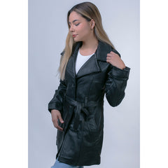 Abrigo piel borrego Castelli dama 3/4 con cinturón gabardina-S