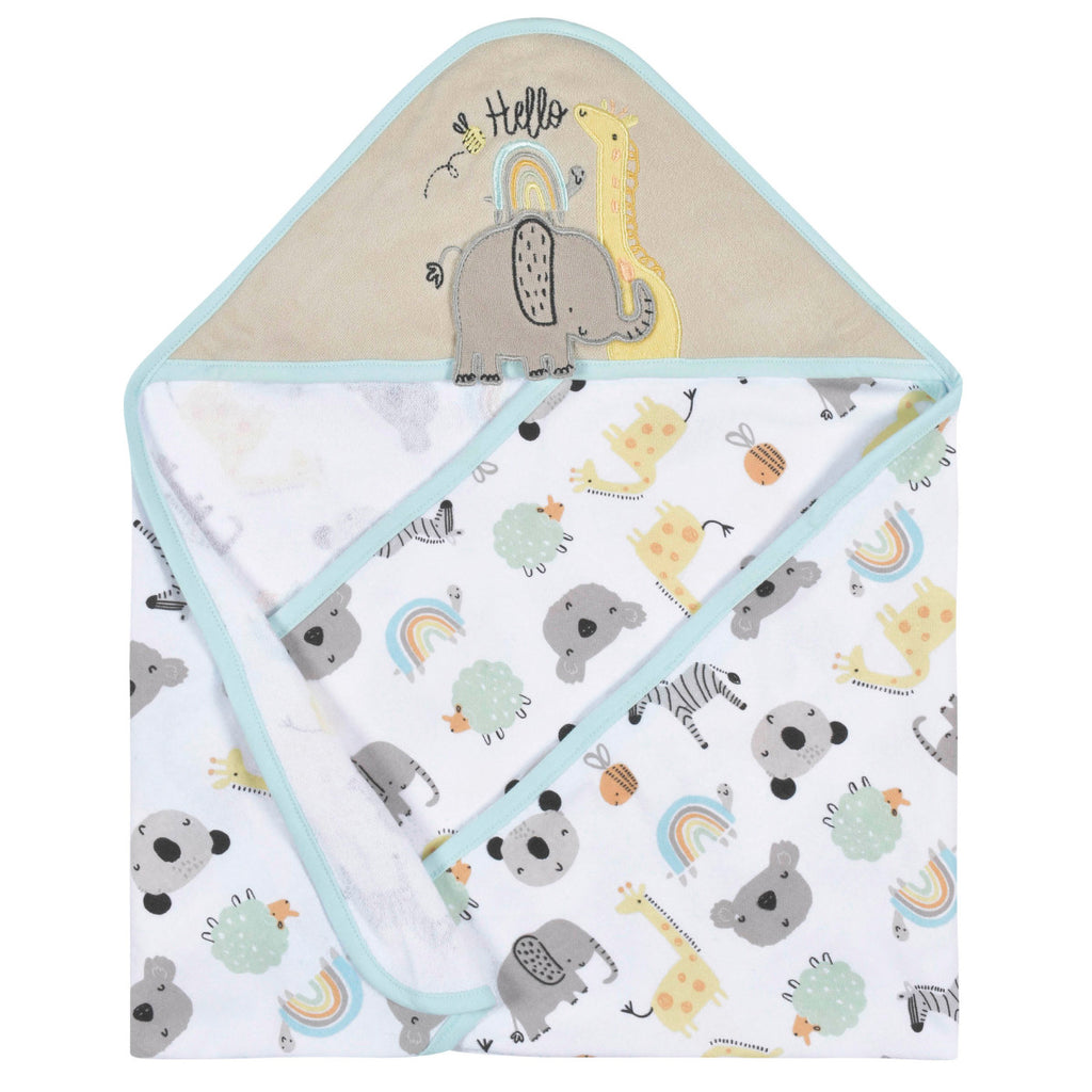 Set 4 toallas bebé Gerber con capucha 80% algodón azul-OSZ
