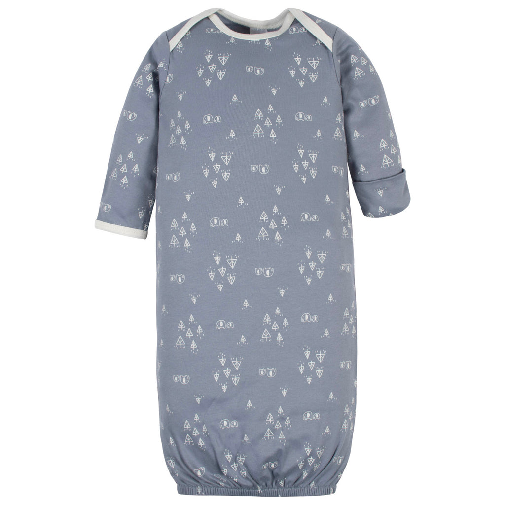 Set 3 piezas Gerber camisón gorrito patucos algodón gris-0-6M