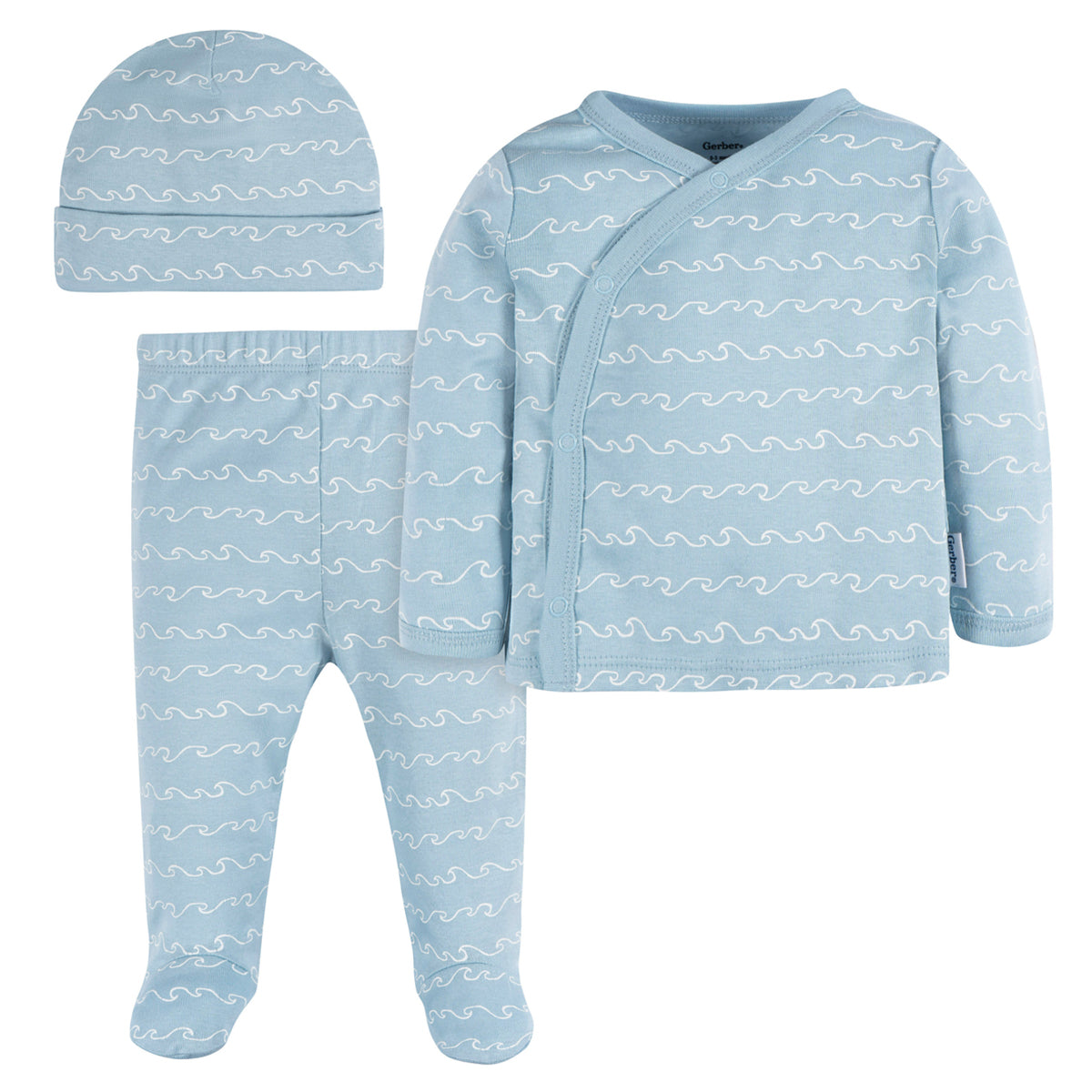 Conjunto Gerber azul 3 piezas bebé recién nacido algodón-0M