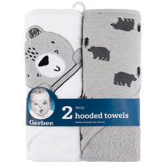 Set 2 toallas bebé Gerber capucha gris 66×76 cm algodón-OSZ