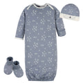 Set 3 piezas Gerber camisón gorrito patucos algodón gris-0-6M