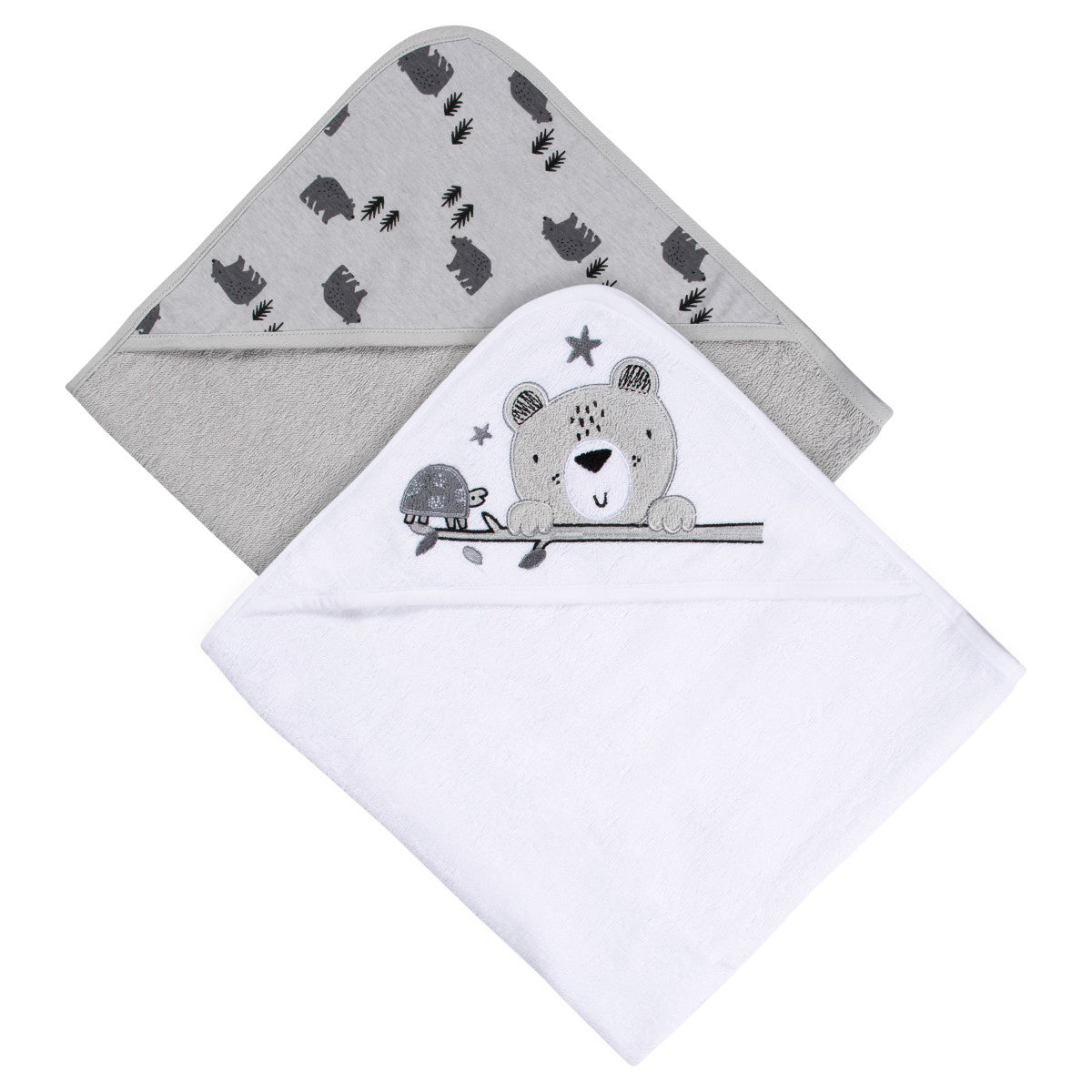 Set 2 toallas bebé Gerber capucha gris 66×76 cm algodón-OSZ