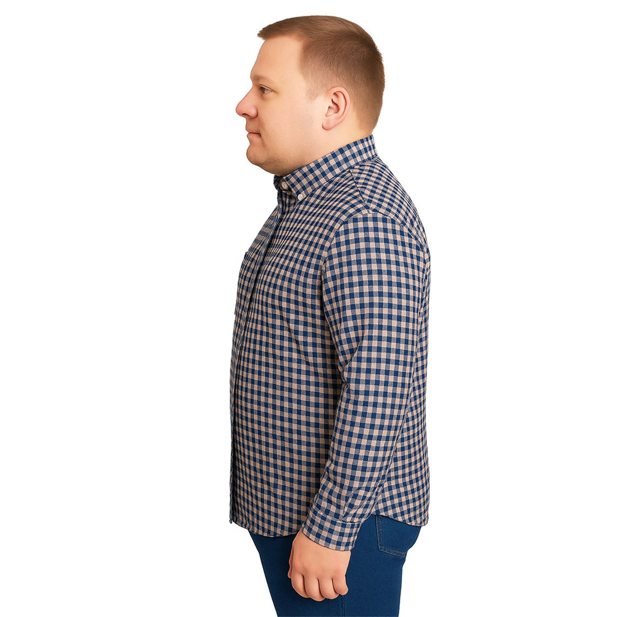 Camisa Big Kong manga larga azul tallas grandes 3XL-3XL