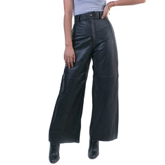 Pantalón piel borrego Castelli dama negro corte oversize-S