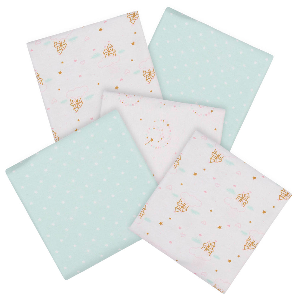 Set 5 mantas Gerber algodón rosa blanco suaves para bebé-OSZ