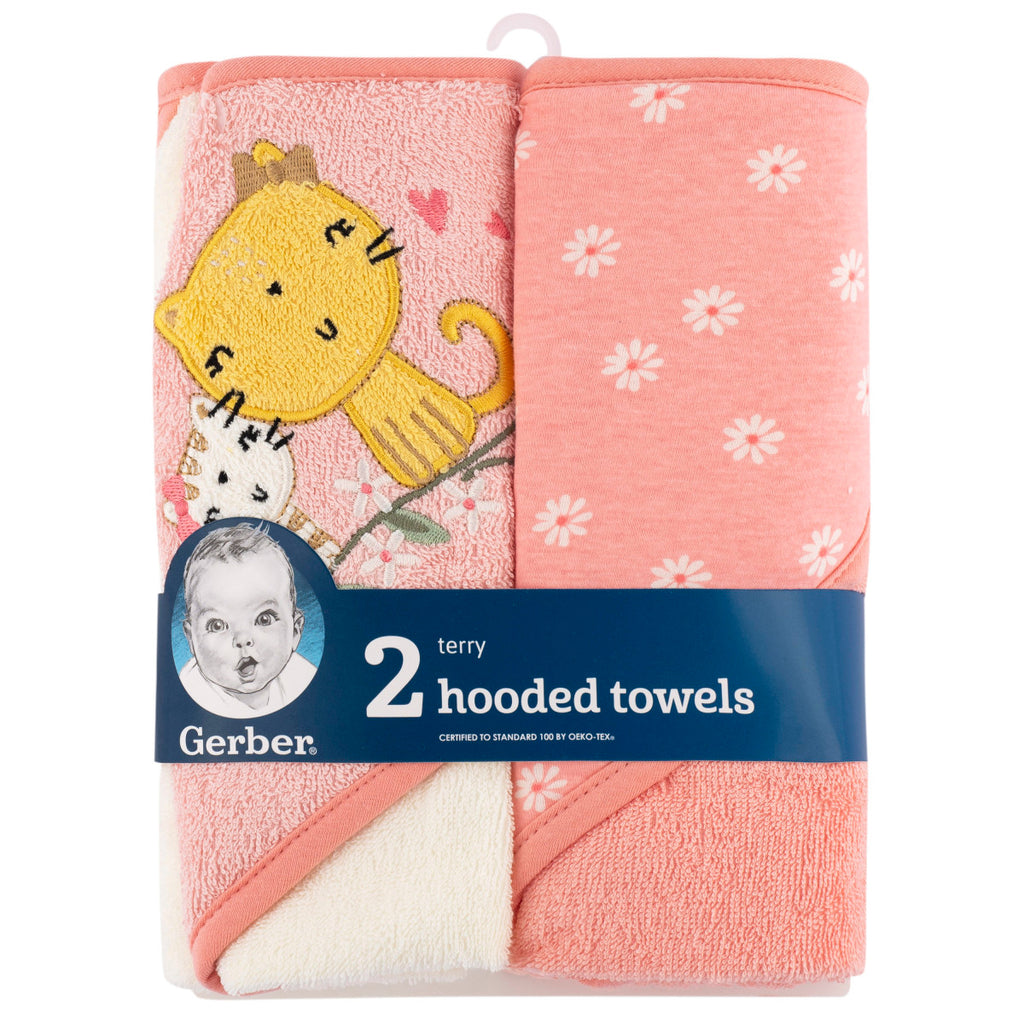 Set 2 toallas bebé Gerber con capucha rosa 66×76 cm algodón-OSZ