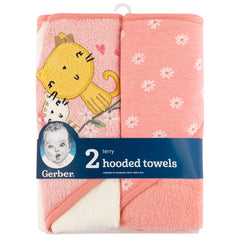 Set 2 toallas bebé Gerber con capucha rosa 66×76 cm algodón-OSZ