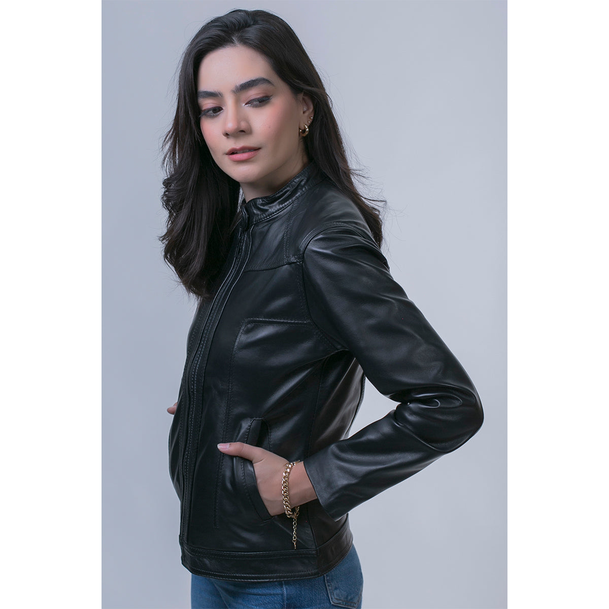 Chamarra castelli mujer piel borrego negra tipo saco-XXL
