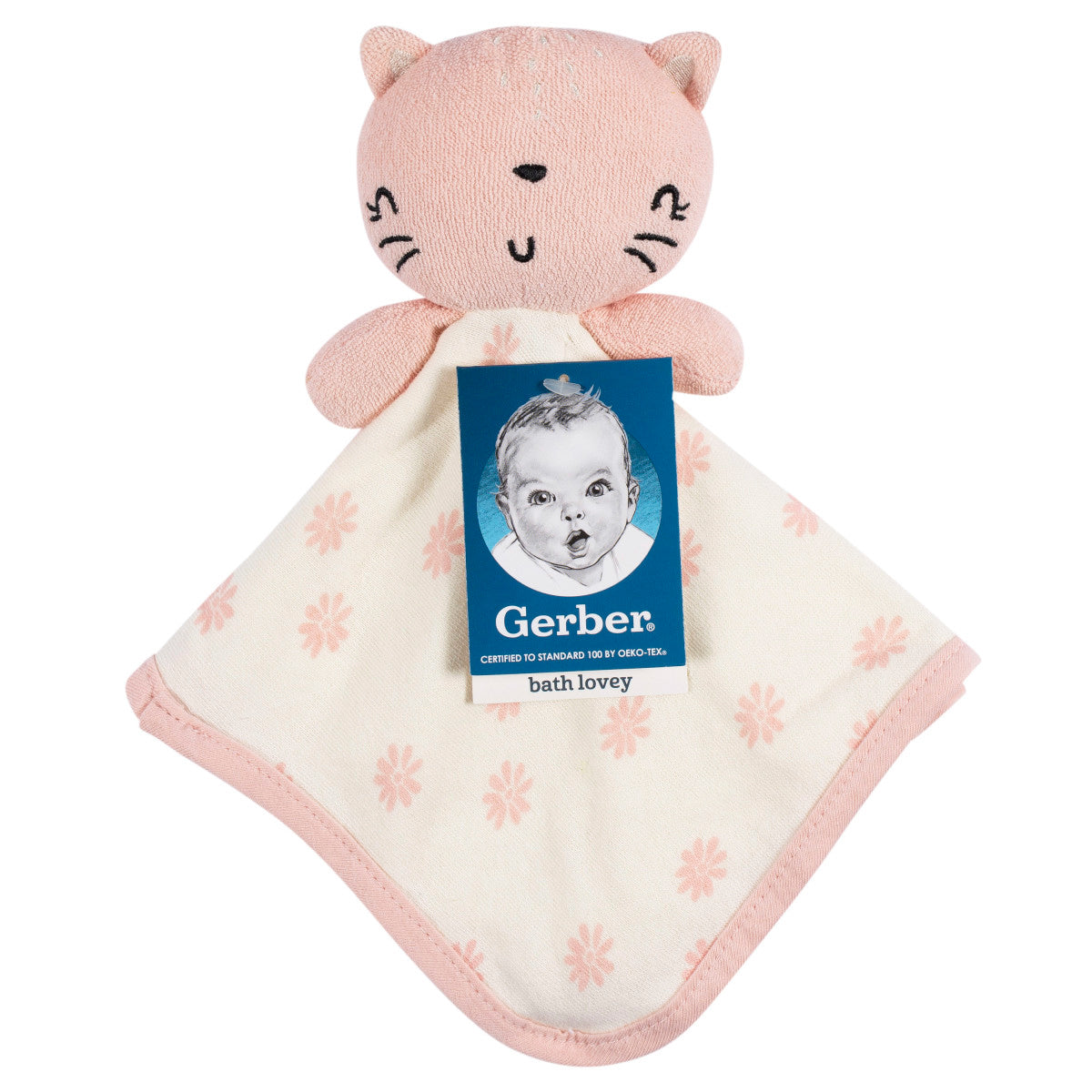 Paño baño Gatito Gerber bebé 12×12 cm rosa algodón-OSZ
